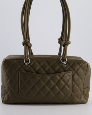 Chanel Small Khaki Ligne Cambon Leather Tote Bag with Python CC details