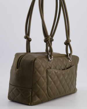 Chanel Small Khaki Ligne Cambon Leather Tote Bag with Python CC details