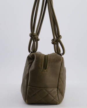 Chanel Small Khaki Ligne Cambon Leather Tote Bag with Python CC details