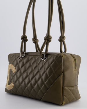 Chanel Small Khaki Ligne Cambon Leather Tote Bag with Python CC details