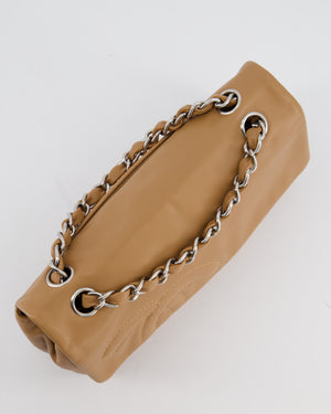 Chanel Nude Medium Diagonal Lambskin Flap Bag with Silver Hardware and CC Logo Detail