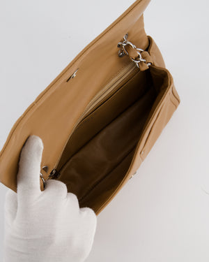 Chanel Nude Medium Diagonal Lambskin Flap Bag with Silver Hardware and CC Logo Detail