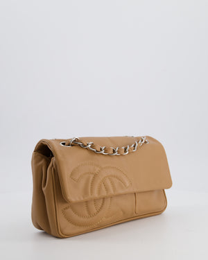 Chanel Nude Medium Diagonal Lambskin Flap Bag with Silver Hardware and CC Logo Detail