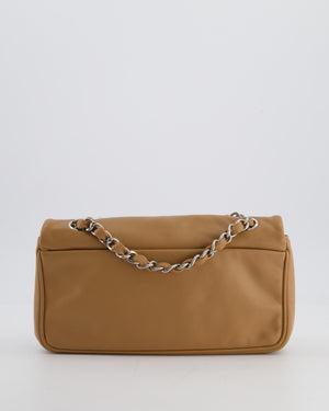 Chanel Nude Medium Diagonal Lambskin Flap Bag with Silver Hardware and CC Logo Detail