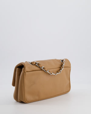 Chanel Nude Medium Diagonal Lambskin Flap Bag with Silver Hardware and CC Logo Detail