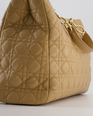 Christian Dior Cannage Tote in Beige Quilted Lambskin with Champagne Gold Hardware
