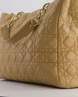 Christian Dior Cannage Tote in Beige Quilted Lambskin with Champagne Gold Hardware