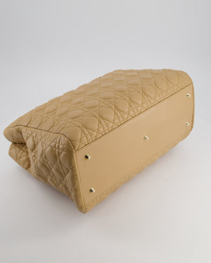 Christian Dior Cannage Tote in Beige Quilted Lambskin with Champagne Gold Hardware