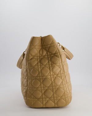 Christian Dior Cannage Tote in Beige Quilted Lambskin with Champagne Gold Hardware