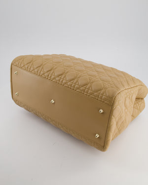 Christian Dior Cannage Tote in Beige Quilted Lambskin with Champagne Gold Hardware