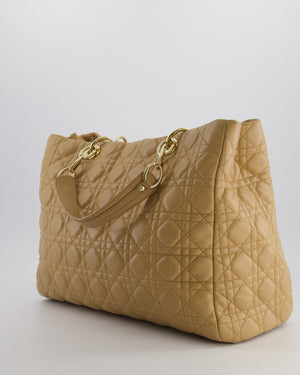Christian Dior Cannage Tote in Beige Quilted Lambskin with Champagne Gold Hardware