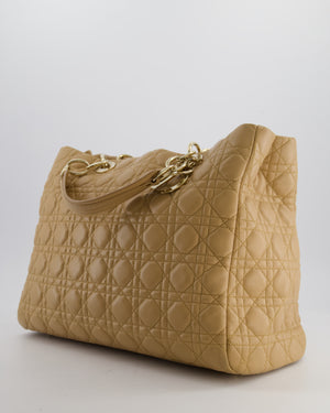 Christian Dior Cannage Tote in Beige Quilted Lambskin with Champagne Gold Hardware