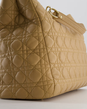 Christian Dior Cannage Tote in Beige Quilted Lambskin with Champagne Gold Hardware