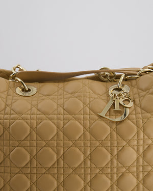 Christian Dior Cannage Tote in Beige Quilted Lambskin with Champagne Gold Hardware