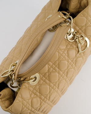 Christian Dior Cannage Tote in Beige Quilted Lambskin with Champagne Gold Hardware