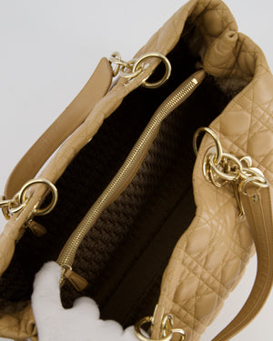 Christian Dior Cannage Tote in Beige Quilted Lambskin with Champagne Gold Hardware