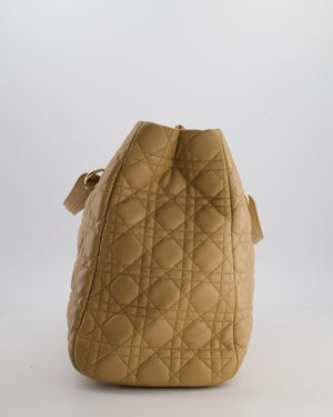Christian Dior Cannage Tote in Beige Quilted Lambskin with Champagne Gold Hardware