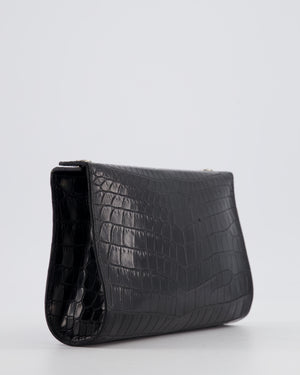Hermès Karo Pouch GM in Noir Crocodile Niloticus Leather with Palladium Hardware