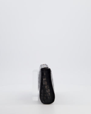 Hermès Karo Pouch GM in Noir Crocodile Niloticus Leather with Palladium Hardware