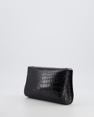 Hermès Karo Pouch GM in Noir Crocodile Niloticus Leather with Palladium Hardware