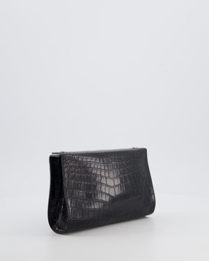 Hermès Karo Pouch GM in Noir Crocodile Niloticus Leather with Palladium Hardware