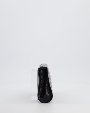 Hermès Karo Pouch GM in Noir Crocodile Niloticus Leather with Palladium Hardware