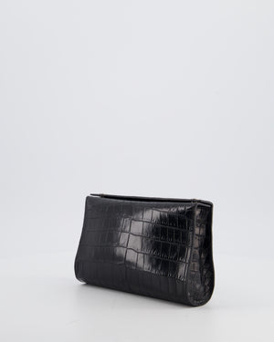 Hermès Karo Pouch GM in Noir Crocodile Niloticus Leather with Palladium Hardware