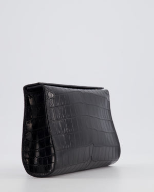 Hermès Karo Pouch GM in Noir Crocodile Niloticus Leather with Palladium Hardware