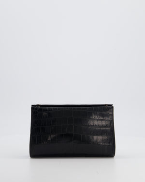 Hermès Karo Pouch GM in Noir Crocodile Niloticus Leather with Palladium Hardware