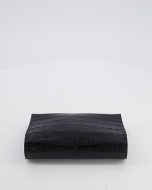 Hermès Karo Pouch GM in Noir Crocodile Niloticus Leather with Palladium Hardware
