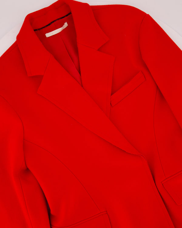 Jason Wu Collection Red Double-Breasted Felt Blazer with Raw Hem Details Size US 6 (UK 8) RRP $3595