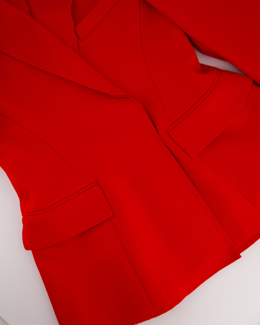 Jason Wu Collection Red Double-Breasted Felt Blazer with Raw Hem Details Size US 6 (UK 8) RRP $3595