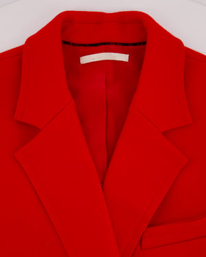 Jason Wu Collection Red Double-Breasted Felt Blazer with Raw Hem Details Size US 6 (UK 8) RRP $3595
