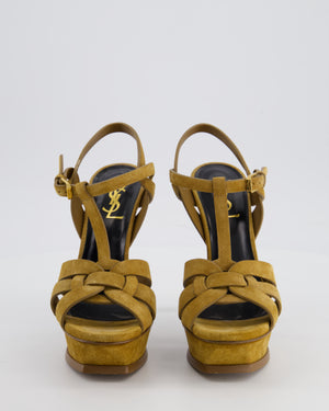 Saint Laurent Brown Suede Tribute Heeled Sandals Size EU 37.5 RRP £985