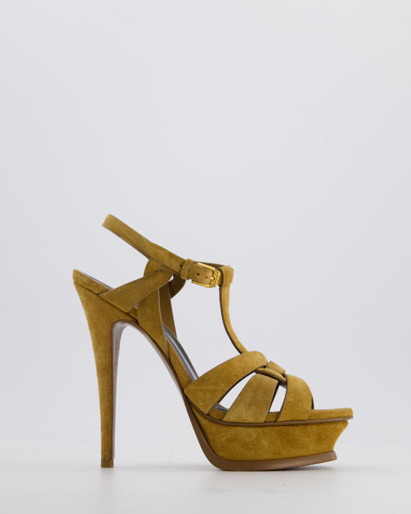 Saint Laurent Brown Suede Tribute Heeled Sandals Size EU 37.5 RRP £985