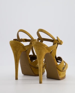Saint Laurent Brown Suede Tribute Heeled Sandals Size EU 37.5 RRP £985