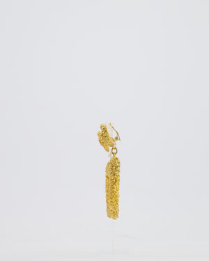*SUPER RARE* Chanel 93C Lava Collection Gold Hoop Clip On Earrings with CC Logo Detail