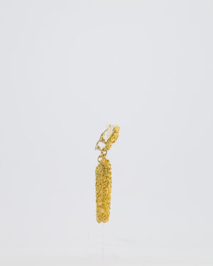 *SUPER RARE* Chanel 93C Lava Collection Gold Hoop Clip On Earrings with CC Logo Detail