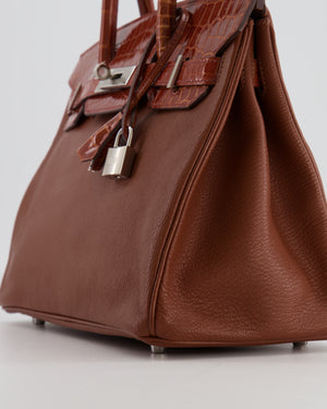 Hermès Birkin 30 Touch Bag in Miel Chèvre Mysore and Crocodile Niloticus Leather with Palladium Hardware