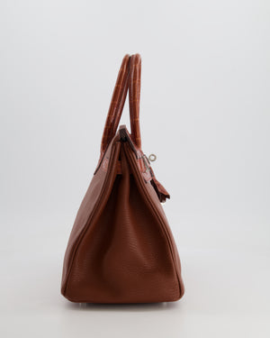 Hermès Birkin 30 Touch Bag in Miel Chèvre Mysore and Crocodile Niloticus Leather with Palladium Hardware