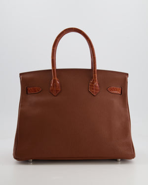 Hermès Birkin 30 Touch Bag in Miel Chèvre Mysore and Crocodile Niloticus Leather with Palladium Hardware