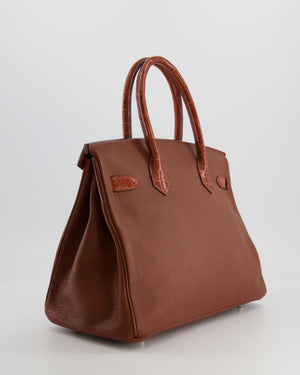 Hermès Birkin 30 Touch Bag in Miel Chèvre Mysore and Crocodile Niloticus Leather with Palladium Hardware