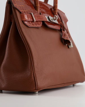 Hermès Birkin 30 Touch Bag in Miel Chèvre Mysore and Crocodile Niloticus Leather with Palladium Hardware