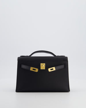 *SUPER RARE* Hermès Kelly Pochette Bag in Noir Swift Leather with Gold Hardware
