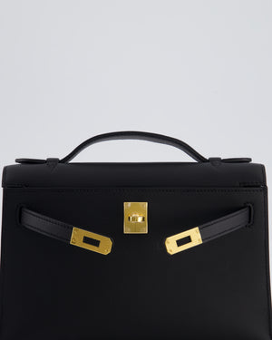 *SUPER RARE* Hermès Kelly Pochette Bag in Noir Swift Leather with Gold Hardware