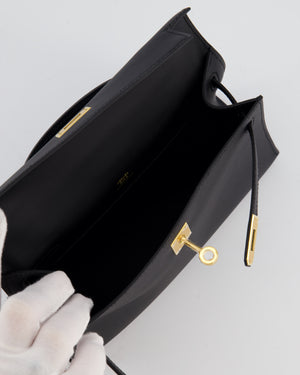*SUPER RARE* Hermès Kelly Pochette Bag in Noir Swift Leather with Gold Hardware