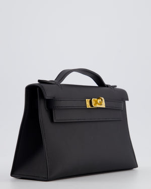 *SUPER RARE* Hermès Kelly Pochette Bag in Noir Swift Leather with Gold Hardware