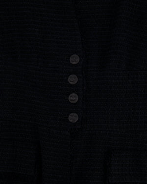 Chanel 09P Black Tweed Jacket with Black CC Logo Buttons Size FR 38 (UK 10)