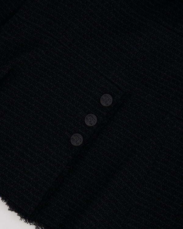 Chanel 09P Black Tweed Jacket with Black CC Logo Buttons Size FR 38 (UK 10)