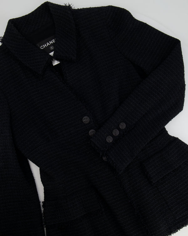Chanel 09P Black Tweed Jacket with Black CC Logo Buttons Size FR 38 (UK 10)